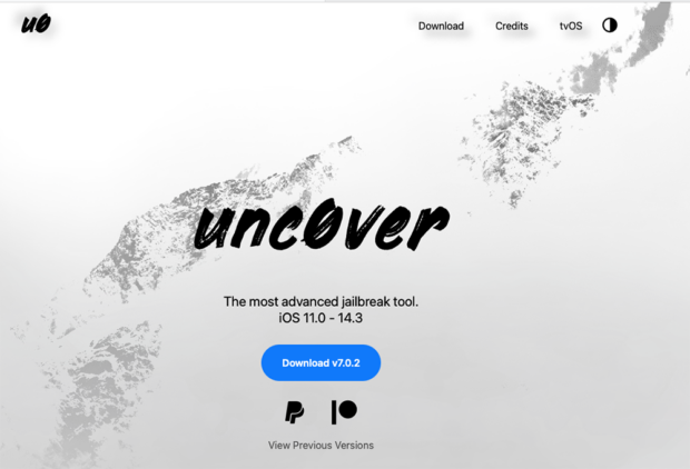 「Unc0ver」のトップページ