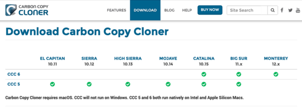 「macOS Monterey」は「Carbon Copy Cloner 6」以降しか対応していない