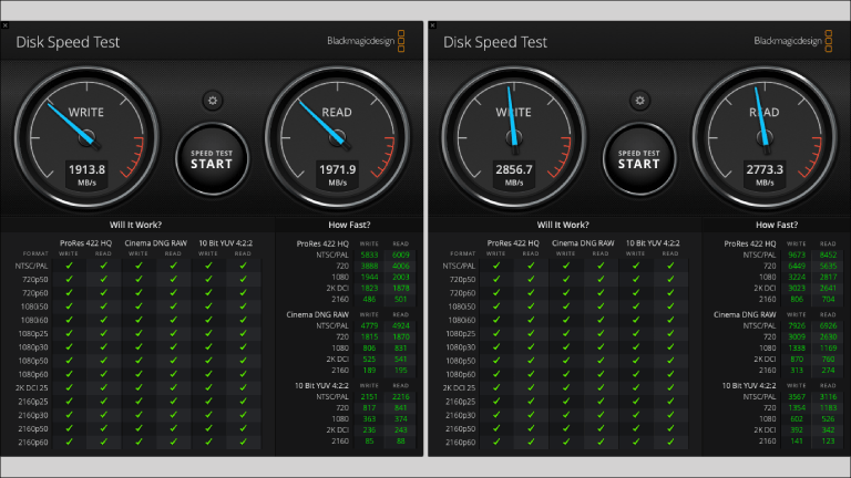 外付け「NVMe SSD」と「1TBモデル」本体とのスピードの差は歴然