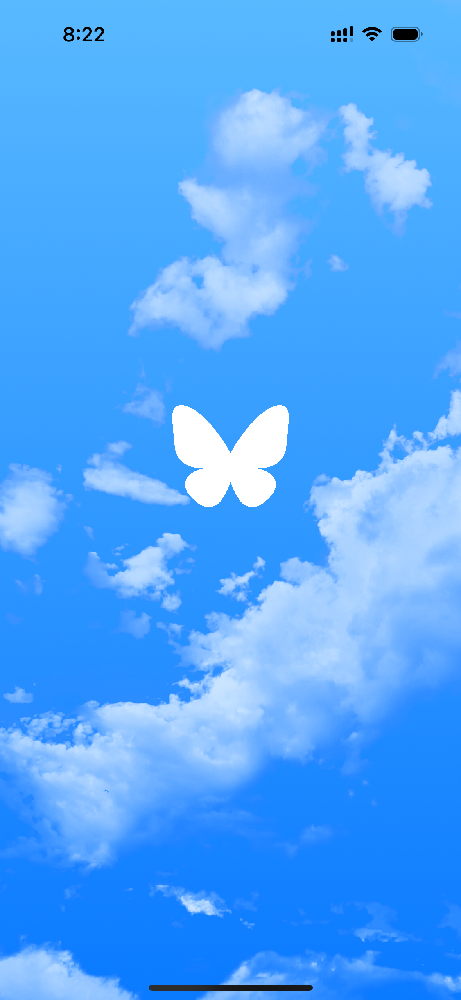 「Bluesky」起動画面が青空から蝶に変った