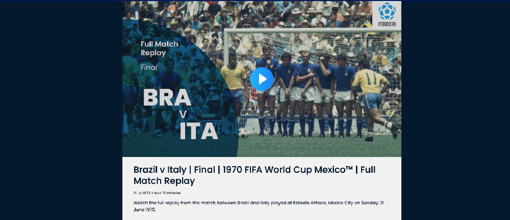 1970年決勝のブラジル代表vsイタリア代表