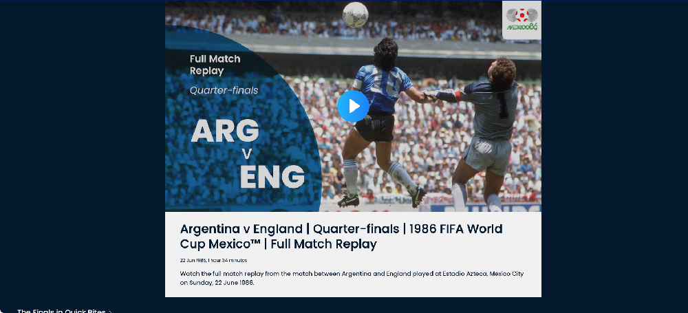 伝説の1986年のアルゼンチン代表vsイングランド代表