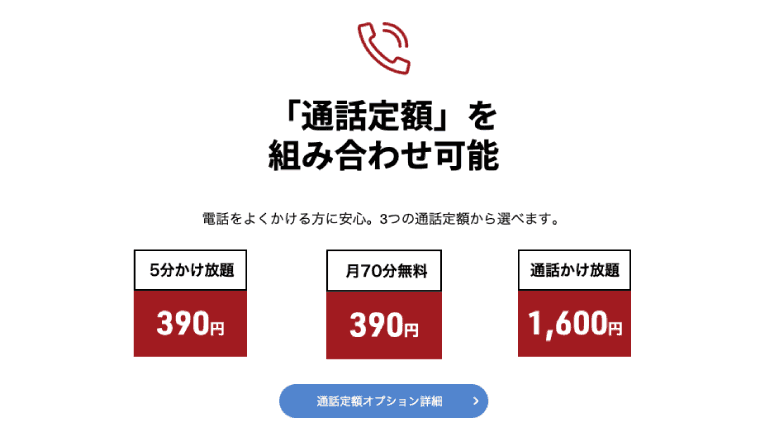 「月70分無料通話」