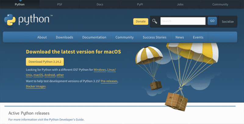 「python」をダウンロードする